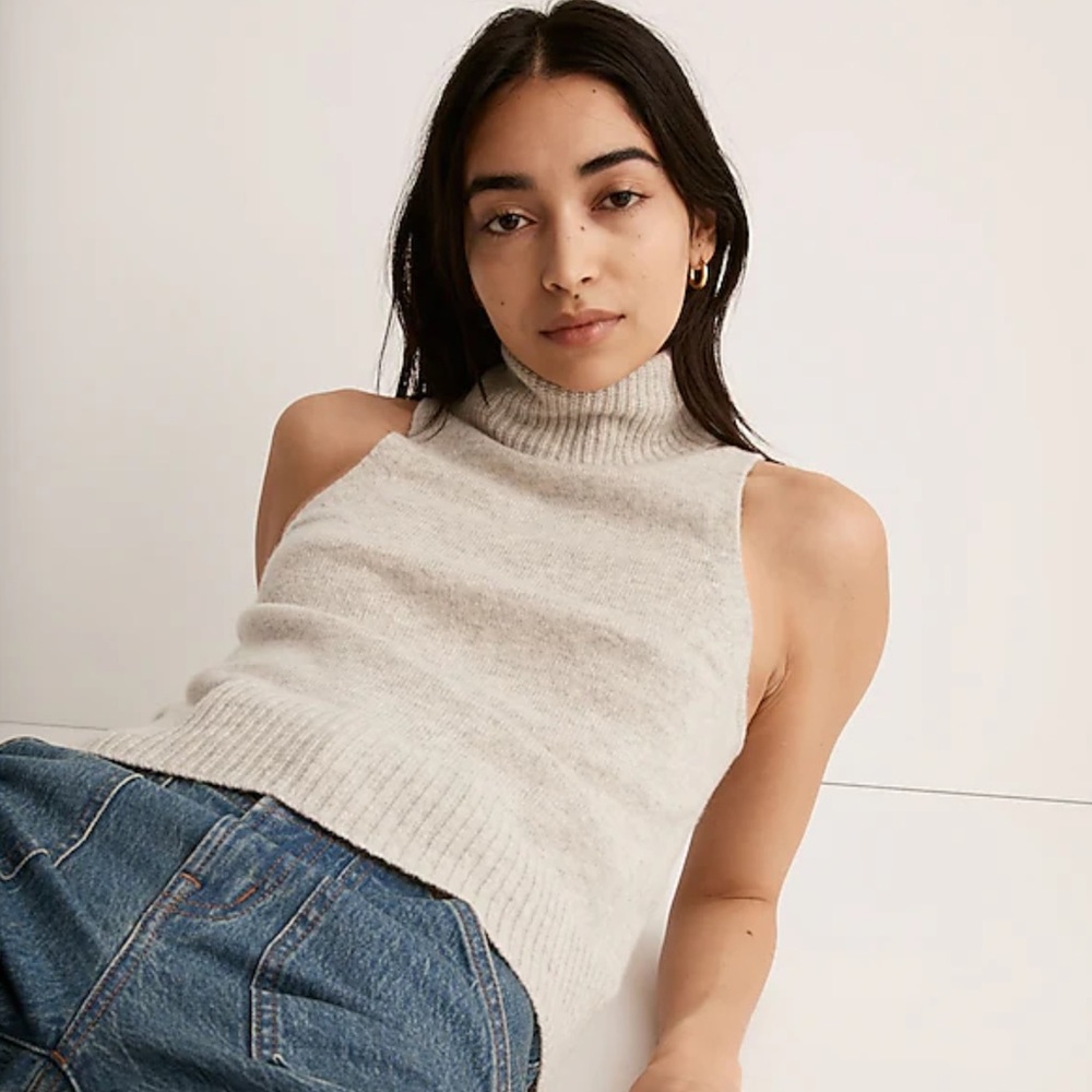 Madewell Hallowell Turtleneck Sweater Tank Gray Xl